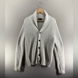 GAP Mens M Chawl Collar Gray Confetti Cotton Wool Blend Button Up Sweater Cardig